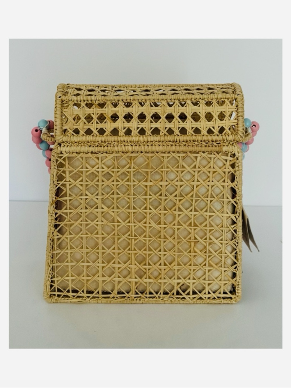 MERCEDES SALAZAR The Leafy Pink Raffia Bag - Picture 2 of 9